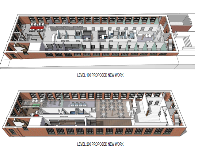 3D schematic of planned work for the first and second floors of the O'Hern House.