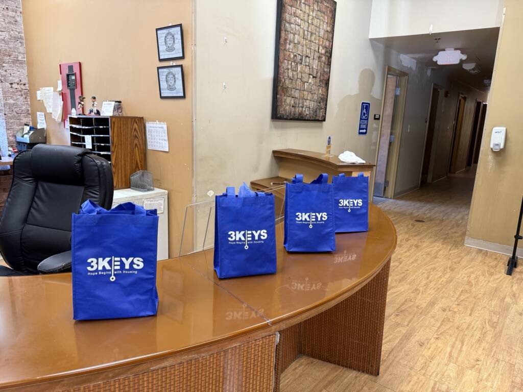The O'Hern House reception desk decorated for the press conference.