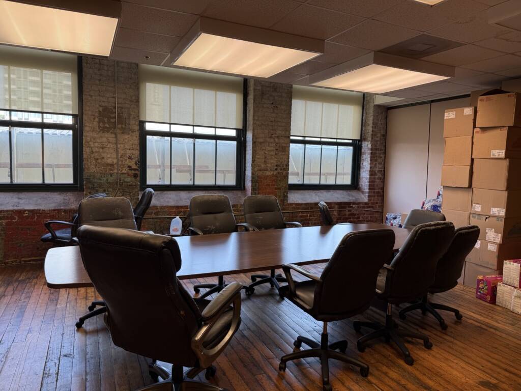 The community space in O'Hern House in September 2025, prior to renovations.