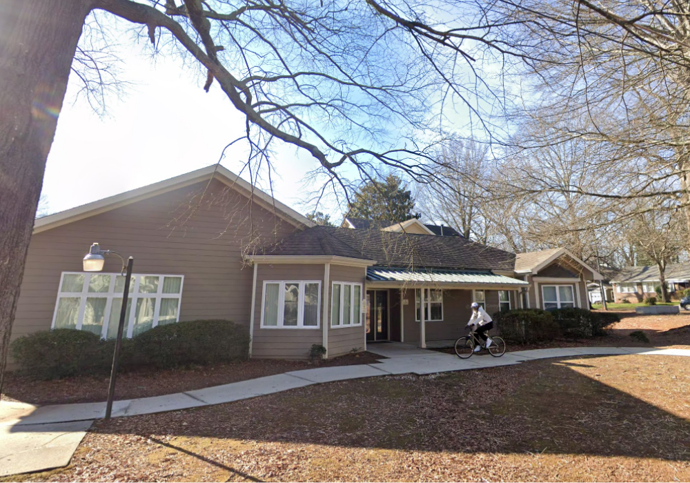 Exterior view of Presley Woods, a permanent supportive housing apartment complex in Atlanta